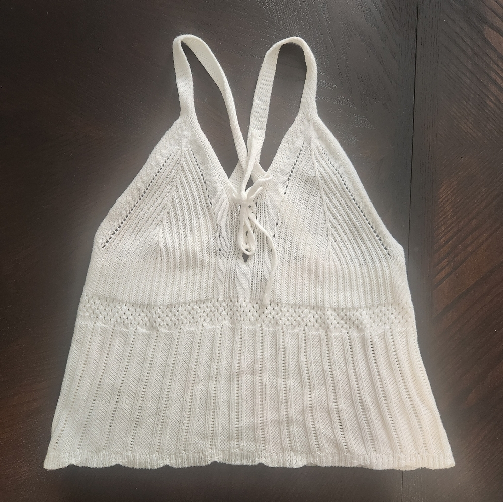 Chic White Knit Women's Tank Top